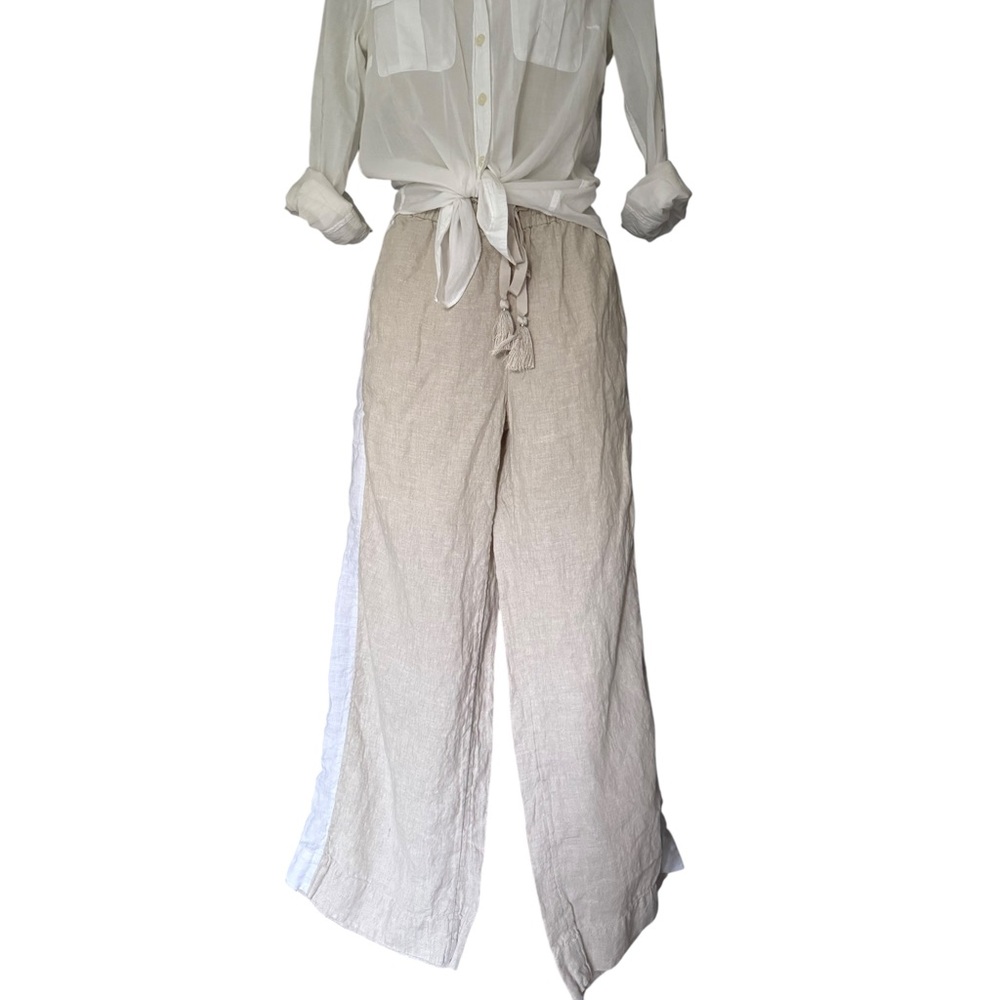 J. Crew Cream Wide Leg Linen Pants